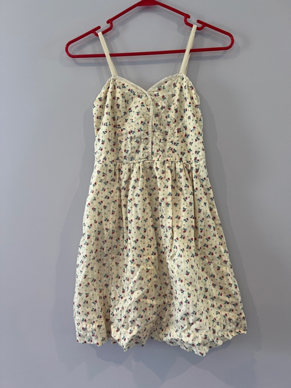 Cream Floral Sundress with Buttons